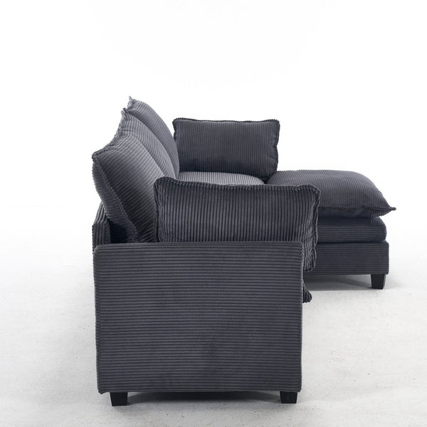 English Elm Modular Velvet U-Shaped Sofa With Ottoman & Lumbar Pillows - Luxurious Comfort For Living Rooms W2705S00023-GIGA