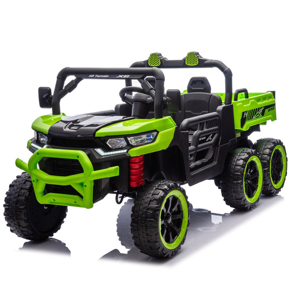 English Elm 24v Two Seat Kids Electric Dump Truck Six Wheel 4wd Utv with Parental Remote Green W1578P268992