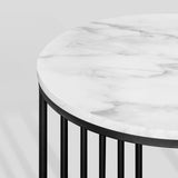 Minimalist Metal Slatted Side Table Calacatta Marble, Black VULL8KCM Walker Edison