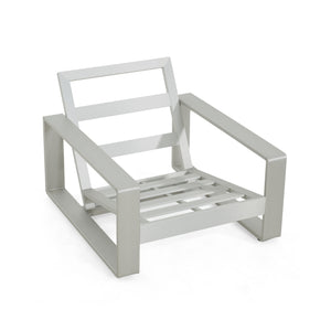 English Elm Christopher Knight Home® - La Plata Lounge Chair - Elegant Silver Aluminum Frame With Beige Olefin Cushion For Indoor & Outdoor N775P211257S