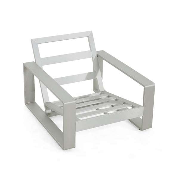 English Elm Christopher Knight Home® - La Plata Lounge Chair - Elegant Silver Aluminum Frame With Beige Olefin Cushion For Indoor & Outdoor N775P211257S