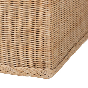 English Elm Bohemian Handcrafted Rattan Round Footstool with Open Lattice Weave and Foam Seat B2750P467836