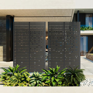 English Elm Metal Freestanding Privacy Screen Geometric Powder Coated Outdoor Patio Divider Panel W347P421266
