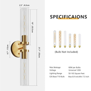 English Elm Wall Sconces Set Of Two - Elegant Hardwired Gold Fixtures With Clear Glass Shades For Modern Spaces W2312P389967-GIGA