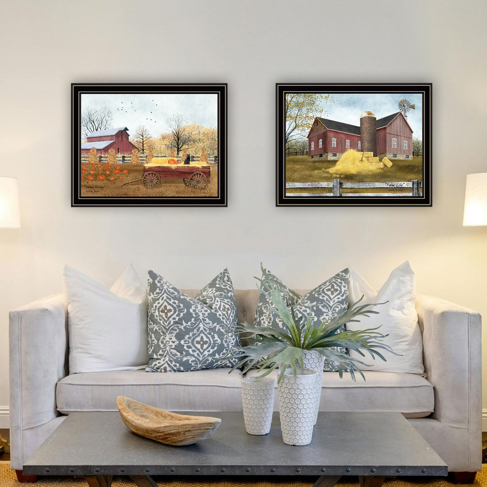 English Elm Trendy Decor 4u Autumn Farm Two Piece Black Framed Canvas Art Set for Rustic Walls B067P254084