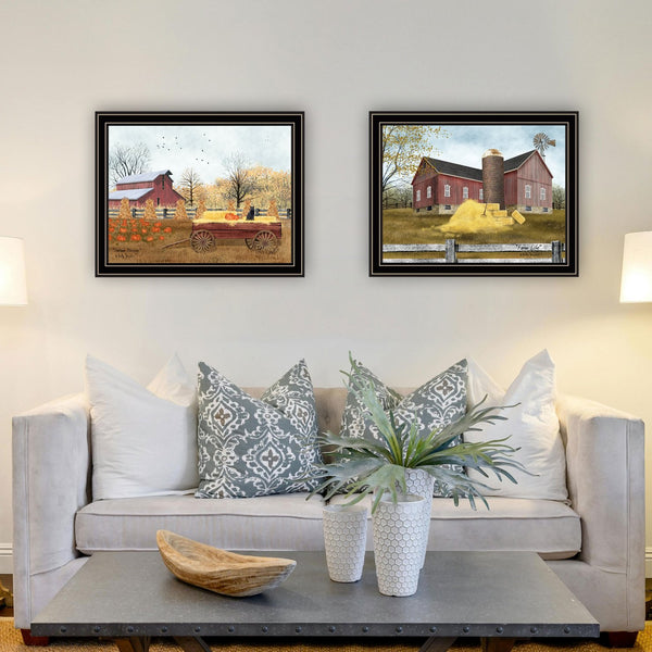 English Elm Trendy Decor 4u Autumn Farm Two Piece Black Framed Canvas Art Set for Rustic Walls B067P254084