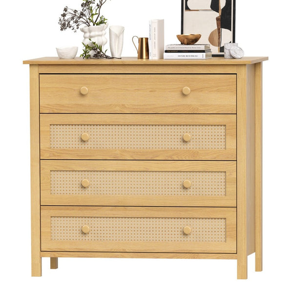 English Elm Sideboard Buffet Cabinet - Modern Wooden Console With 4 Drawers For Home, Kitchen & Living Room Decor T3623P380118-GIGA