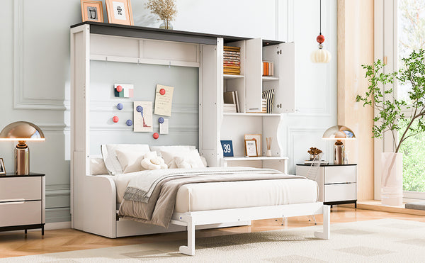 English Elm Multi-Functional Murphy Bed With Sofa, Desk & Storage – Stylish Space-Saving Design For Modern Living N7090000605K