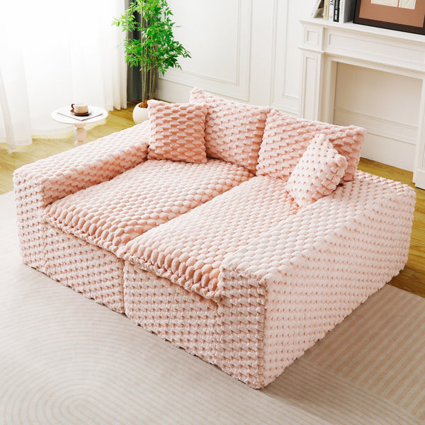 English Elm Luxury Turtle Velvet Multifunctional Sofa - Convertible 4-Seat Modular Design, Plush Sponge Comfort W3371S00031