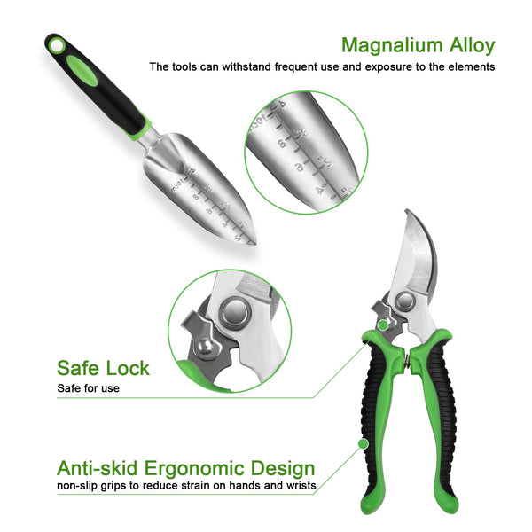 English Elm 8 Piece Stainless Steel Garden Tool Set with Ergonomic Grips and Oxford Tote Bag W2181P193850
