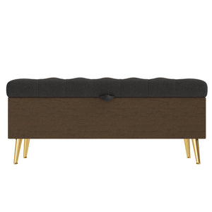 English Elm Modern Boucle Tufted Storage Ottoman Bench with Gold Legs for Bedroom or Entryway Grey N719P305620E