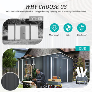 English Elm Campcraft Metal Storage Shed 10x14 Ft with Lockable Doors Vented Sloped Roof Backyard W1598S00035