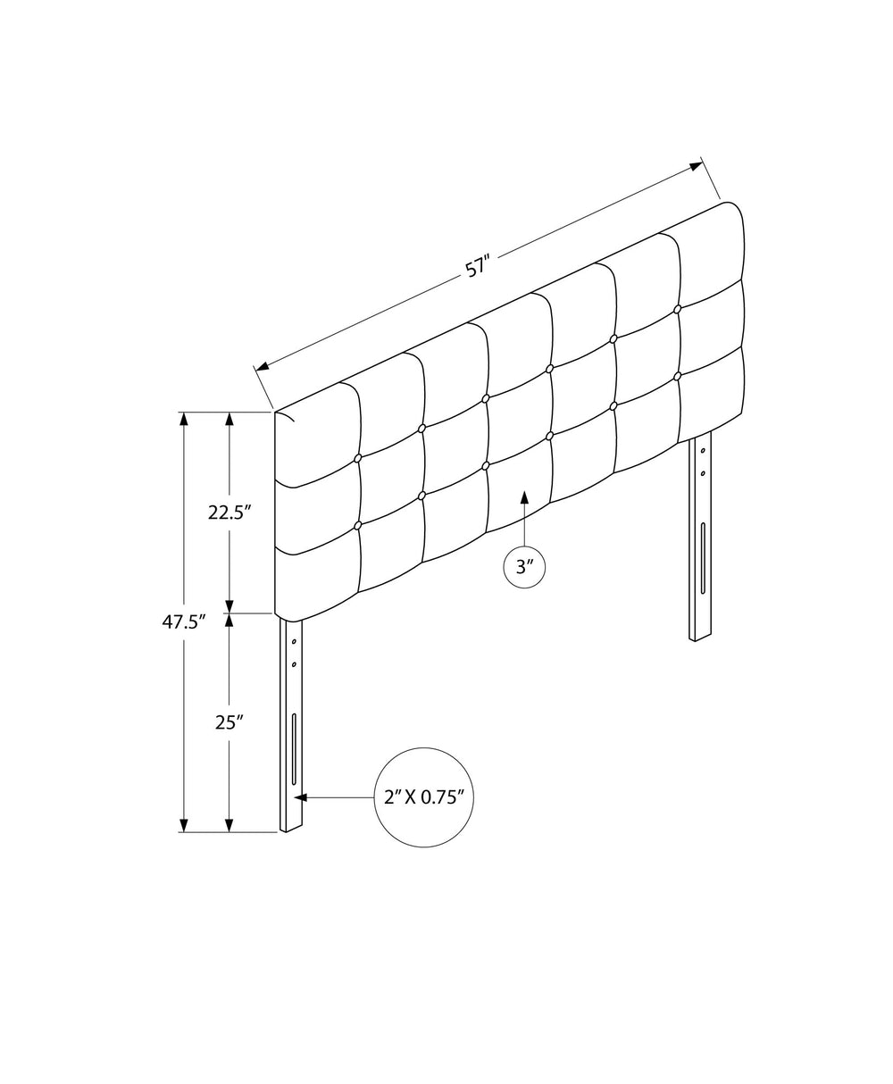 English Elm Bed, Button-Tufted Upholstered Headboard for Full Bed with Faux Leather Look and Sturdy Frame Brown 60 L x 24 W x 4 H B2710P219546