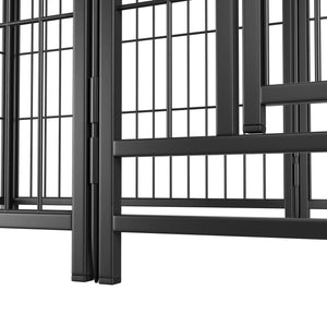 English Elm Dog Playpen 8 Panel Heavy Duty Iron Pet Fence Foldable Indoor Outdoor Exercise Pen Black W368P234000