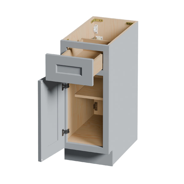 English Elm 15" Gray Shaker Base Cabinet Solid Wood Dovetail Drawer Soft Close Kitchen Bath W5662P465942