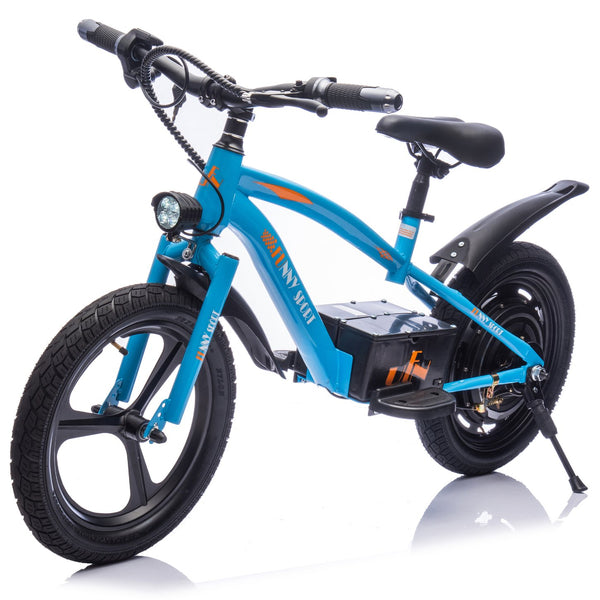English Elm 24v Kids Electric Dirt Bike 300w Motor 16in Pneumatic Tires Adjustable Seat Ages 5 to 12 Blue W1578P335445