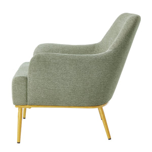 English Elm Modern Chenille Armchair with Curved Back Gold Legs Plush Accent Seat for Any Room Green N763P360684F