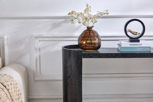English Elm Double-layer Matte Black Console Table Curved Shelf Minimalist Entryway Sofa Side W3875P388009