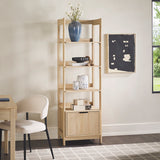 Holmes Modern Narrow Bookcase with Reeded Drawer Coastal Oak WEHOL41OS2CO0 Walker Edison