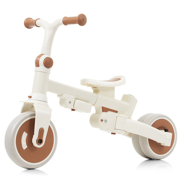 English Elm 7 in 1 Convertible Toddler Trike Aluminum Foldable Push Bike with Canopy for Ages 1 to 6 Ivory N726P248345O