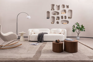 English Elm C32508, Japandi Boucle Sofa Set with Accent Chair Low Profile Cloud Seating W2664S00070
