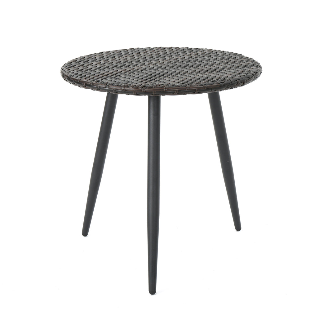 English Elm Christopher Knight Home® - KENNETH Brown Multi 3-Pc Chat Set – PE Rattan Bistro Outdoor Patio Seating with Waterproof Cushions and Iron Frame (Compact) 61209.00MBN