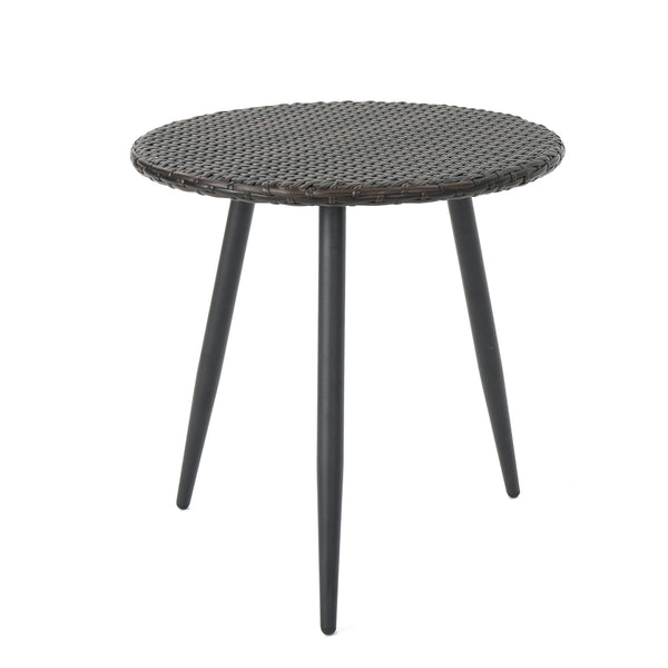 English Elm Christopher Knight Home® - KENNETH Brown Multi 3-Pc Chat Set – PE Rattan Bistro Outdoor Patio Seating with Waterproof Cushions and Iron Frame (Compact) 61209.00MBN