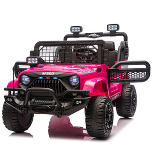 English Elm 24v Dual Motor Two Seat Kids Electric Ride on Car with Remote Control and Bluetooth Audio Pink W1578P305898