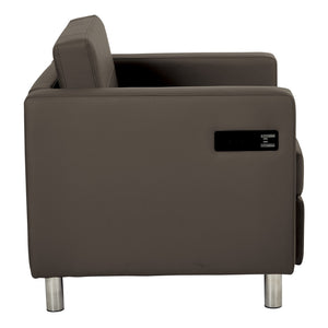 OSP Home Furnishings Atlantic Lounge Chair with Built-in Ac Outlet and Usb Port for Modern Living Spaces Graphite ATL51-R111