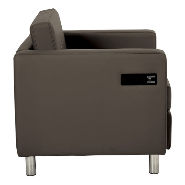 OSP Home Furnishings Atlantic Lounge Chair with Built-in Ac Outlet and Usb Port for Modern Living Spaces Graphite ATL51-R111