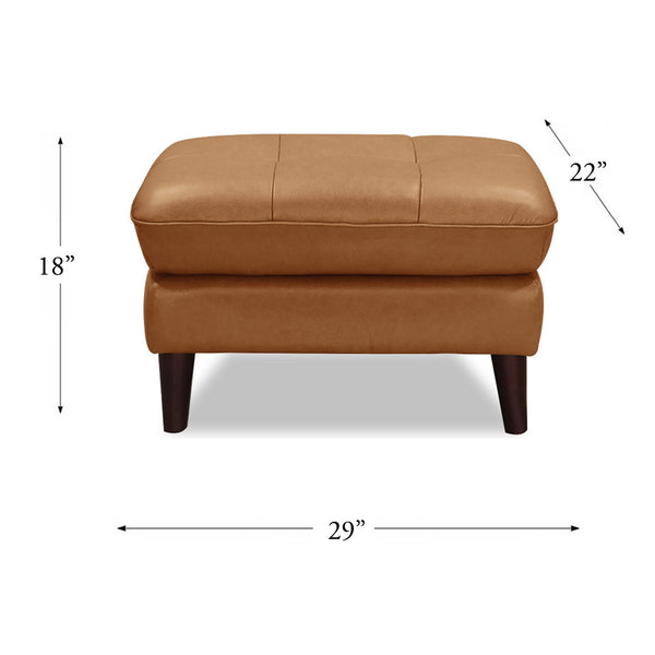 English Elm Solana Leather Ottoman with Top-Grain Seating, Pocket Coil Comfort, Kiln-Dried Wood Frame for Durability Brown B2705P338095