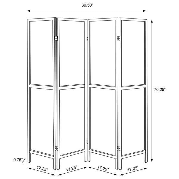 English Elm Florentin 4-Panel Room Divider Shoji Screen for Privacy and Light Diffusion with Neutral Wood Finish, Elegant Space-Defining Accent White B062P299811