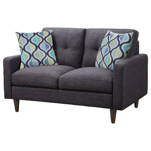 English Elm Gavito Grey Tufted Loveseat with Track Arms — Vintage-Inspired Comfort, Plush Cushions & Sleek Style B062P328607