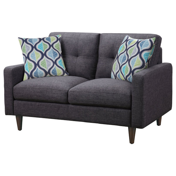 English Elm Gavito Grey Tufted Loveseat with Track Arms — Vintage-Inspired Comfort, Plush Cushions & Sleek Style B062P328607