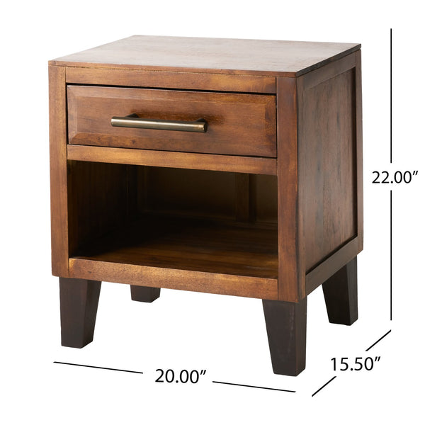 English Elm Christopher Knight Home® - End Table - Stylish Warm Brown Acacia Wood With Industrial Iron Frame For Versatile Home Decor N771P271381W