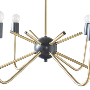 JLA Home Hampton Hill - 6-Light Hampton Hill Alexis Two-Tone Antique Brass & Black Chandelier — Industrial Sculptural Fixture, Ambient Lighting FB150-1162