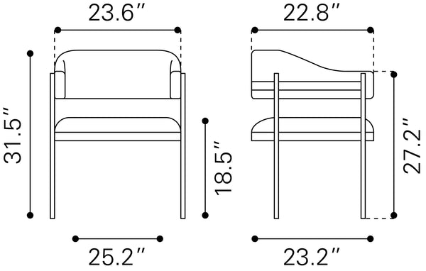 Zadar Dining Chair Misty Gray 110000 Zuo Modern