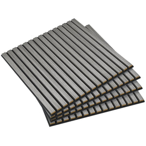 English Elm HOMCOM 3D Faux Wood Wall Panels 24" x24" Sound Absorbing Slat Panels for Home Office & Ceiling Decor Gray W2225P229716