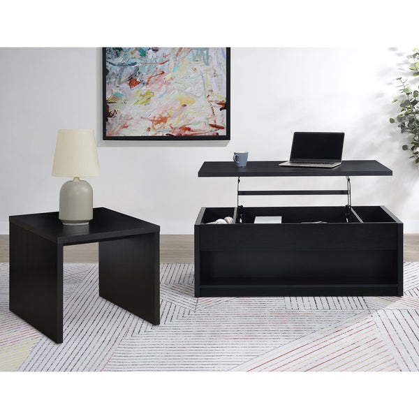 English Elm Nuberg Driftwood Gray Living Room Coffee and End Table Set with Storage Shelves B062S01578