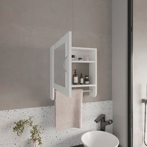 English Elm Medicine Compact Wall Cabinet with Mirror Door, Engineered Wood Storage, Durable, Space-Saving Design White 20.28 L x 18.31 W x 2.36 H B097P250833