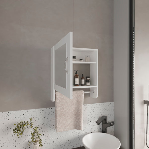 English Elm Medicine Compact Wall Cabinet with Mirror Door, Engineered Wood Storage, Durable, Space-Saving Design White 20.28 L x 18.31 W x 2.36 H B097P250833