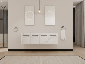 English Elm 60 Inch Wall-mounted Bathroom Vanity Cabinet with Soft-Close Doors, Eco Plywood, Scratch & Water-Resistant Finish White W999P208037