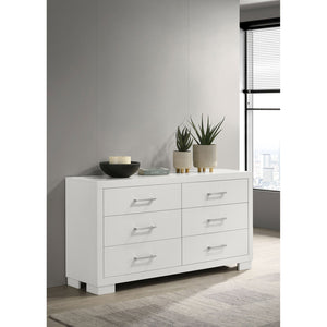 English Elm Polk Six Drawer Dresser in Snow White with Silver Bar Pulls for Modern Bedrooms B062P447709