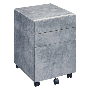English Elm Silver Faux Concrete 3-Drawer File Cabinet on Casters — Mobile, Manual-Close Storage for Office & Home B062P184519