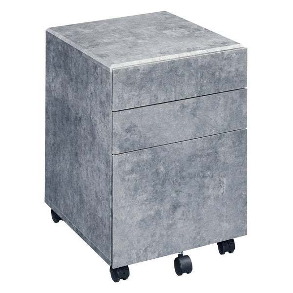 English Elm Silver Faux Concrete 3-Drawer File Cabinet on Casters — Mobile, Manual-Close Storage for Office & Home B062P184519