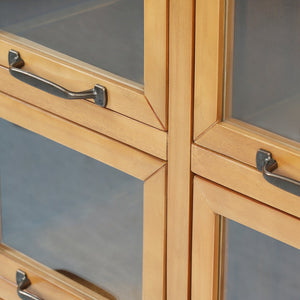 English Elm Modern Glass Front Display Cabinet Solid Wood Frame Antique Bronze Pulls Farmhouse N758P412512N