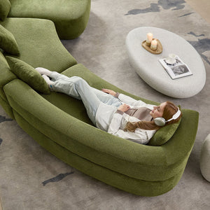 English Elm 155.91 Inch Modular Curved Sectional Sage Green Quilted Polyester Sofa for Living Room W2582S00197
