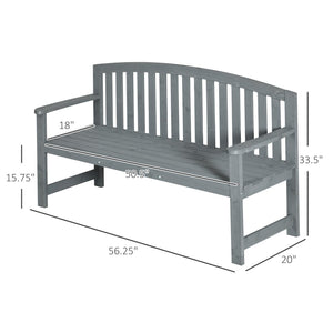 English Elm Outsunny 56" Classic Outdoor Two-Seater Wooden Bench With Backrest & Armrests For Patios & Gardens W2225P217577-GIGA