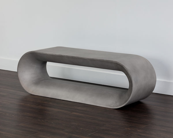 Sunpan Capsule Concrete Bench - Contemporary Design with Open Frame for Stylish Indoor & Outdoor Storage Grey