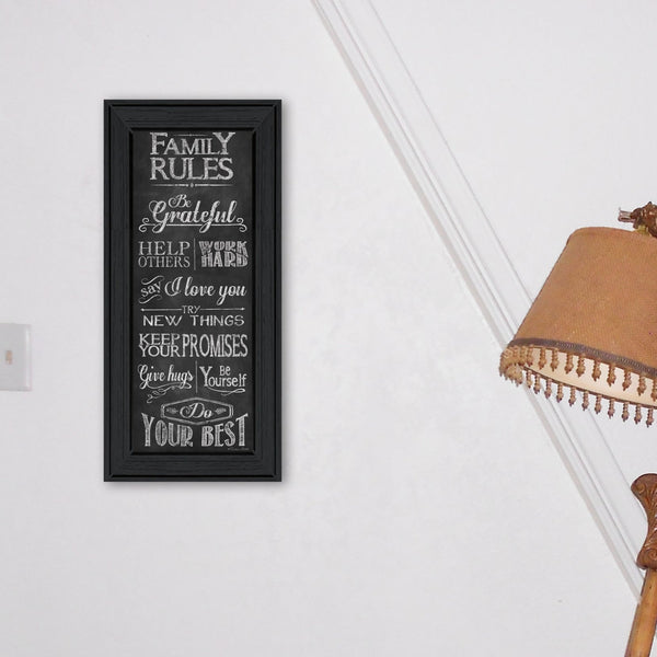 English Elm "family Rules" Typography Framed Wall Art Black Wood Ready to Hang Gallery Print B06786692